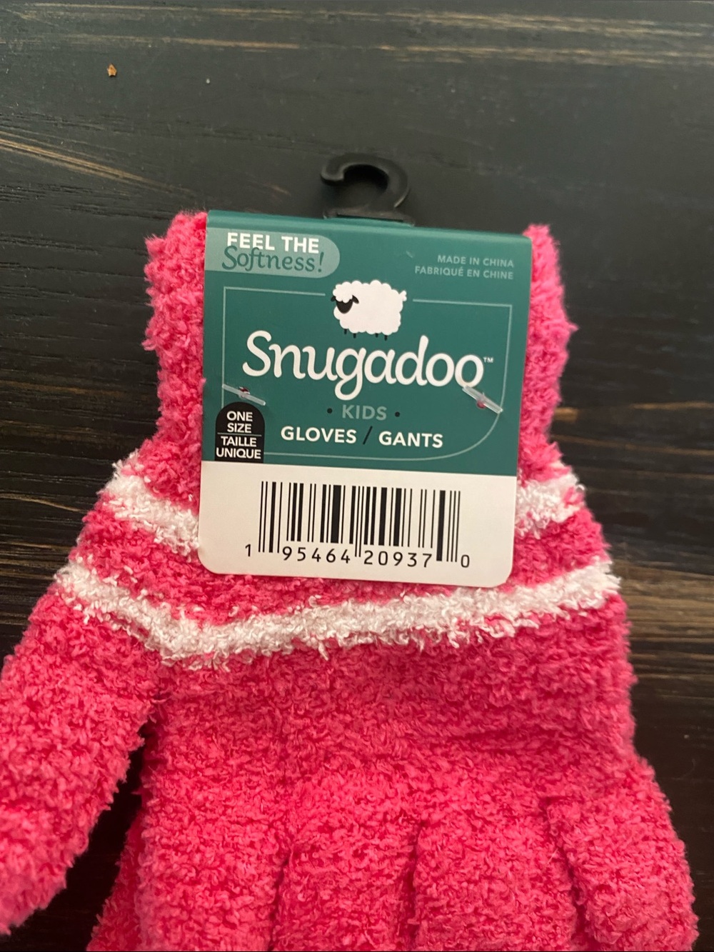 Snugadoo Kids Plush Mittens in Pink and White